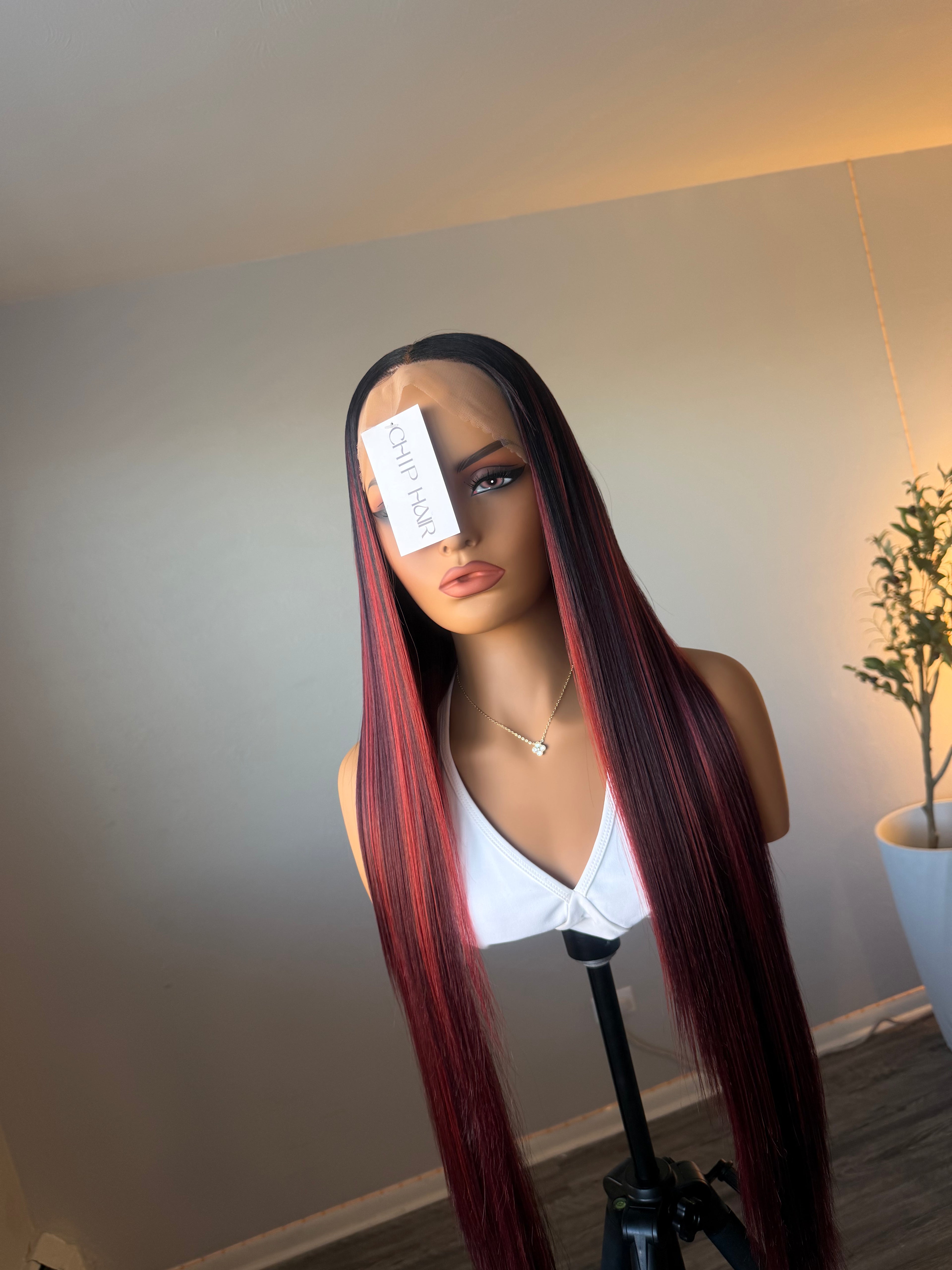 Wine Straight 32” Wig