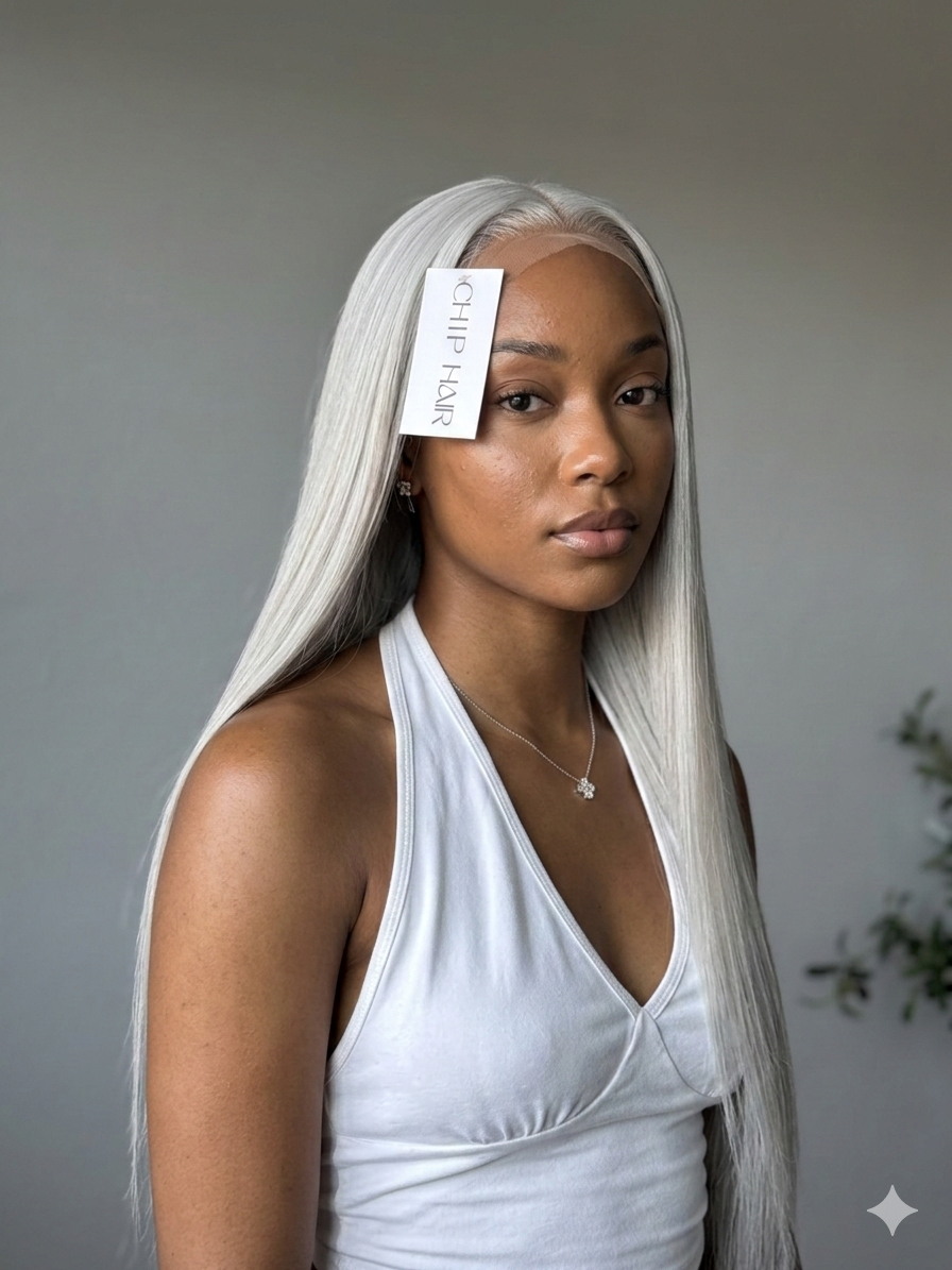 Platinum straight wig 32”